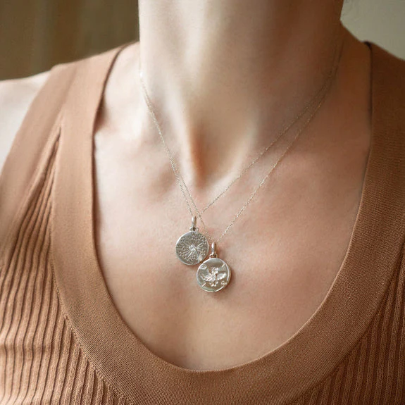 "Wish" Dandelion Sterling Silver Intagio Necklace - Image 2