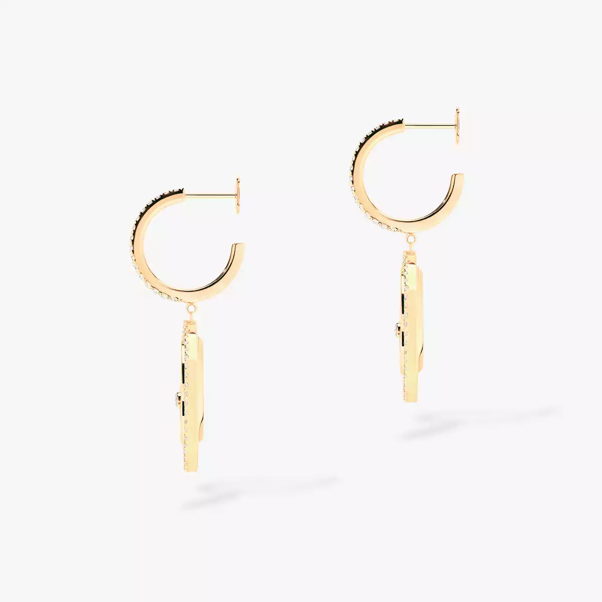 Yellow Gold Diamond & Malachite Dangle Earrings - Image 2
