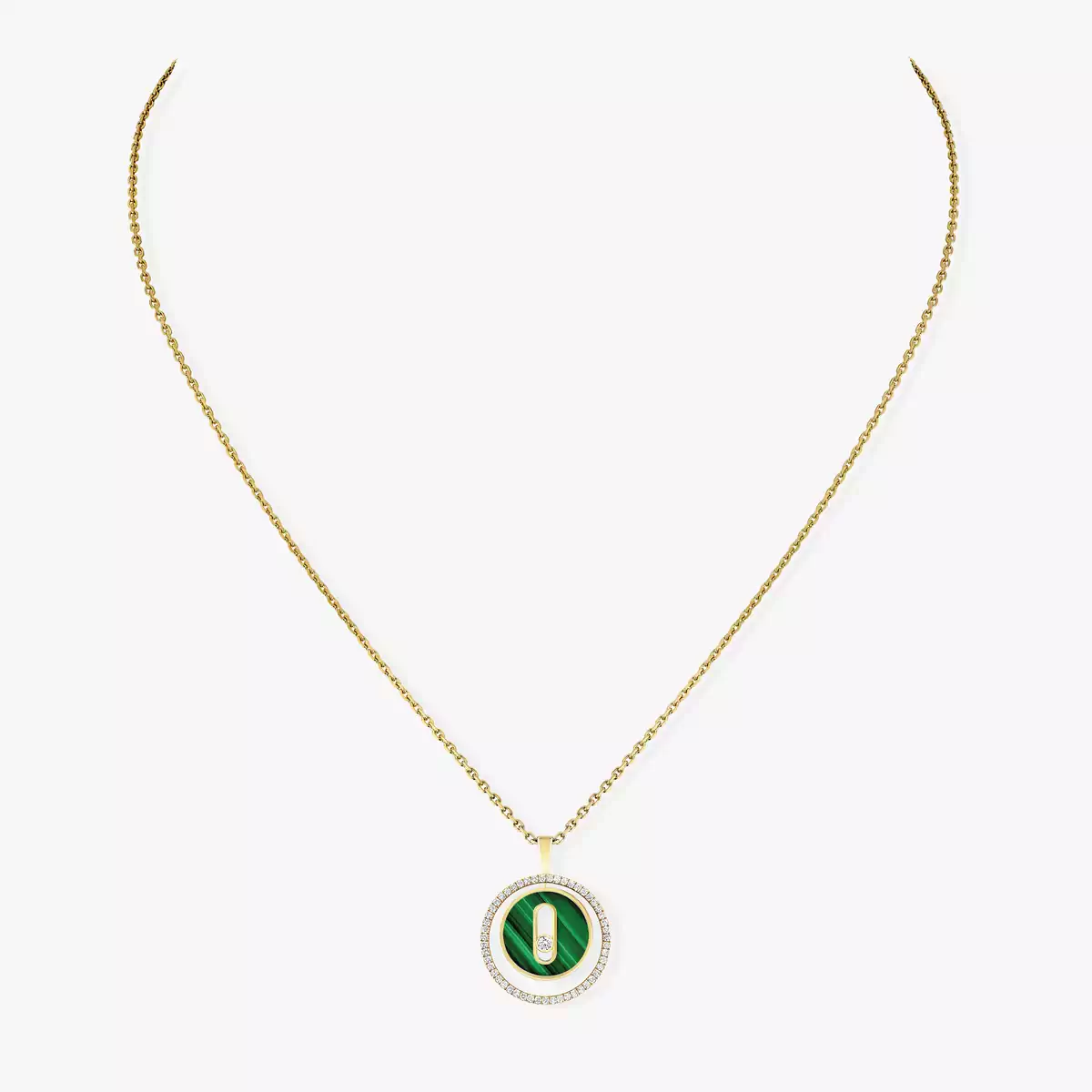 Yellow Gold Diamond & Malachite Necklace - Image 2